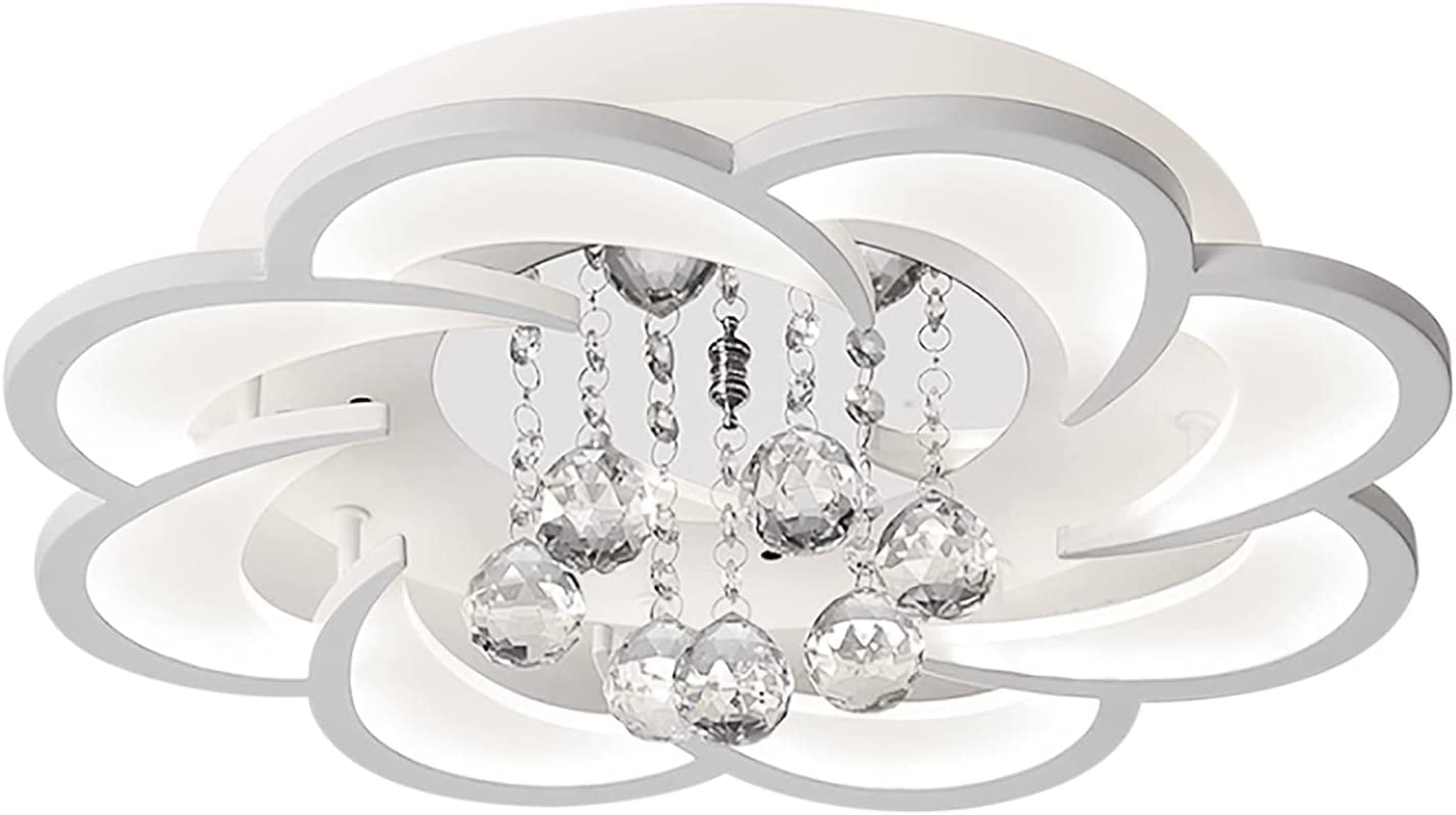 Miumaeov Modern LED Chandelier Fixture Acrylic Crystal Flush Mount Ceiling Lighting Flower Shape Close to Ceiling Lights for Living Room Dining Room Bedroom (52cm, Cool Light)