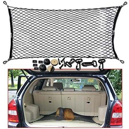 Net Cargo Cover Zento Deals Universal Black Mesh Net Cargo Trunk Storage Organizer- 3 Mounting Types ()