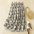 thumbnail image 3 of Women's Tennis Skirts Summer Casual Summer Loose Flower Bud Chiffon Skirt Flowy High Waist A-Line Midi Women Fashion Yellow XXL, 3 of 3