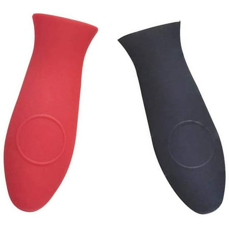 

Hot Handle Holder Rubber High Temperature Resistance Pan Handle Cover for Cast Iron Skillets and Metal Frying(Red Black)（2Pcs ）