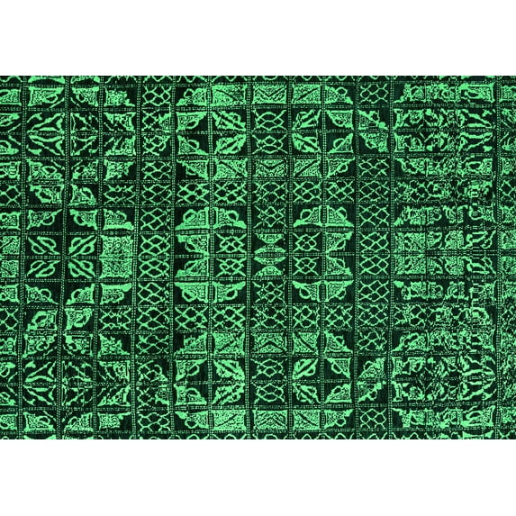 Ahgly Company Indoor Rectangle Abstract Green Modern Area Rugs, 6' x 9'