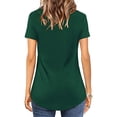 thumbnail image 4 of Omexry Womens Tops under $5 Women Tops V-neck Cross Collar Soild Short Sleeve T-Shirt Blouse Green M, 4 of 7