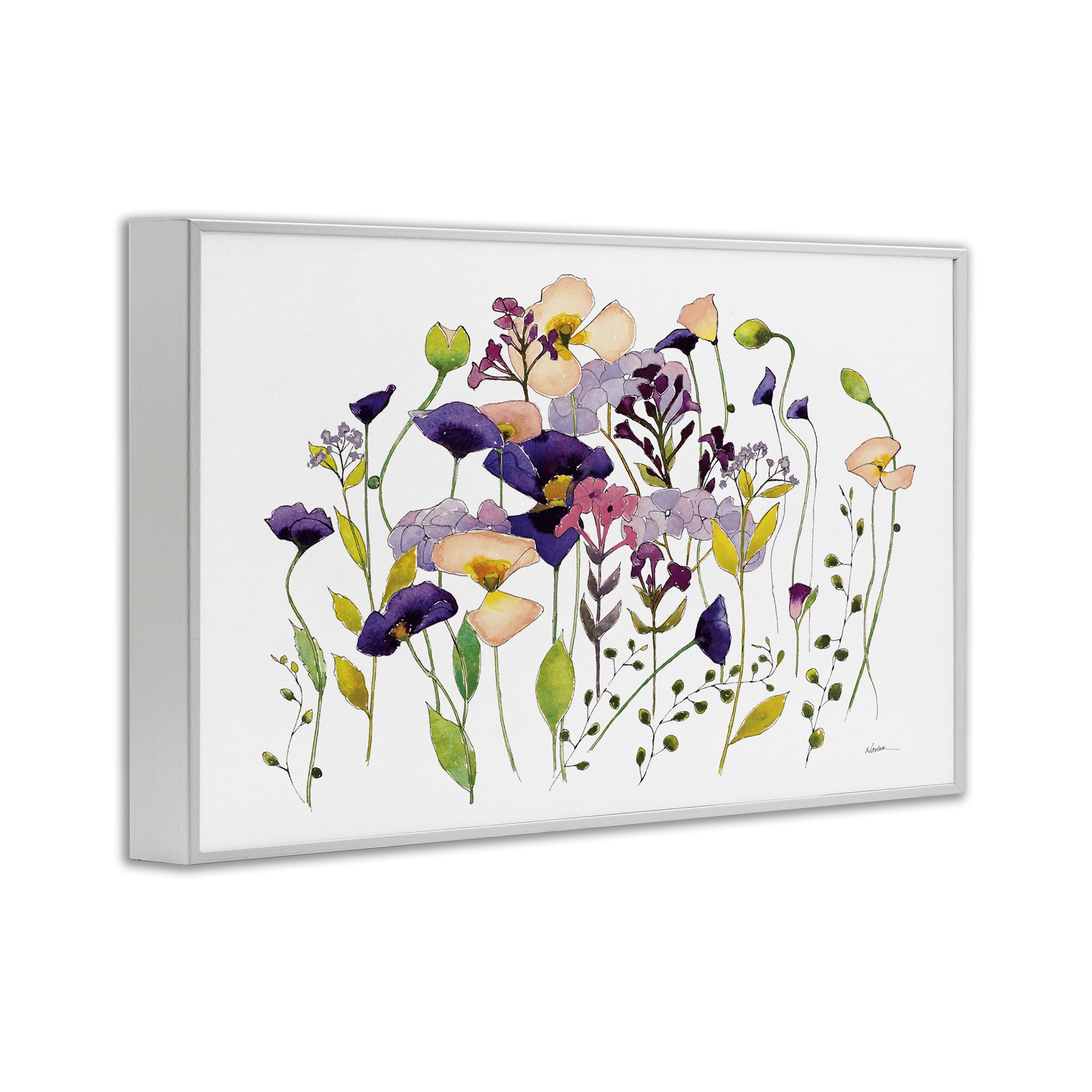 Stupell Industries Purple Poppy Sprigs Botanical & Floral Painting White Framed Art Print Wall Art, 24 x 16