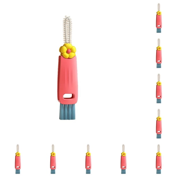 Billuyoard Cepillo de tapa de botella, ranura de limpieza, tapa de vidrio de cocina, depurador de pezón de esquina muerta, herramienta plegable Rojo 10piezas