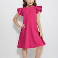 thumbnail image 2 of MEZZALL Girls Solid Color Flutter Sleeve Dress Casual Summer Soft Comfortable Party O-Neck Solid Color Vacation Dresses, 2 of 4