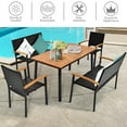 thumbnail image 3 of Gymax 5PCS Rattan Outdoor Dining Set Patio Furniture Set w/ Wooden Tabletop, 3 of 10