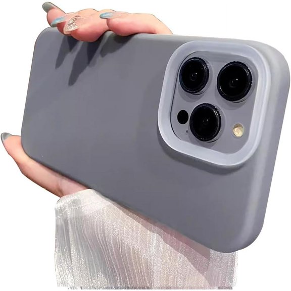 Solid Color Liquid Silicone Shockproof Soft Slim Case Compatible with iPhone Case (Gray,iPhone 14)