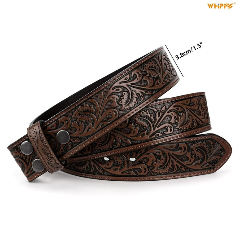 WHIPPY Western Leather Belt Strap for Women Men without  display picture 1