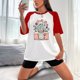 thumbnail image 2 of Gibobby Blusa de Trabajo de Manga Corta Camiseta manga corta con cuello redondo nueva manga corta raglán para hombre y mujer 2024(Rojo,XL), 2 of 4