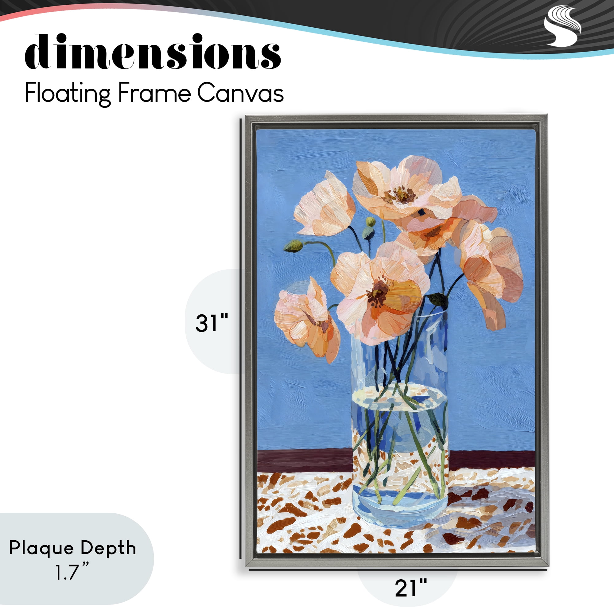 Stupell Industries Bright And Pink Poppies Gray Framed Floater Canvas Wall Art, design by Petal Prints Design