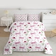 thumbnail image 2 of jejeloiu Cute Cartoon Bow Bedding Comforter Set,Rustic Floawer Floral Twin Comforter Sets,Pink White Bedding Set For Teens,Microfiber Bedroom Decor Reversible,2-Piece, 2 of 8