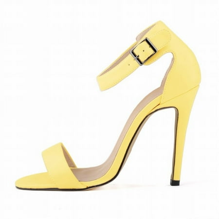 

2024 Women s Open Toe Ankle Strap Stiletto Heels Color Buckle Strap High Heels Party & Daily Classic Solid Wear-36