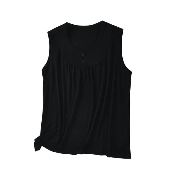 Summer Tank Tops For Women Sevevn Women's Fashion Top Casual Solid Round Neck Loose Sleeveless Shirt Top Tank Loose Tank Tops For Women