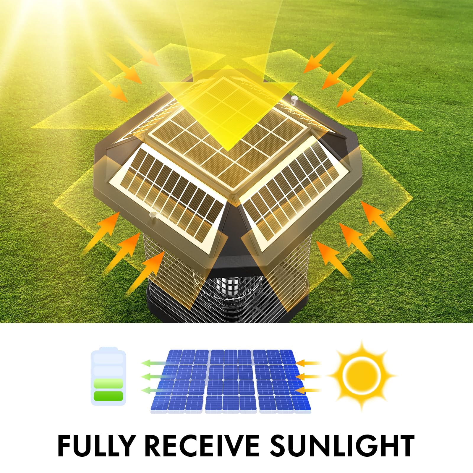 Solar Zapper Outdoor  2 In 1 Mosquito Cordless & Rechargeable Insect Killer Lamp 3500v Catcher Decor Light For Patio Garden Backyard