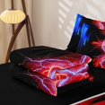 thumbnail image 5 of Erosebridal Neon Nature Lightning Zipper Twin Comforter Sets with Fitted Sheet and 2 Pillowcases for Boys Men, Red Blue Glowing Lines Zipper Bedding Set, Black Reversible, 4 Pieces, 5 of 5