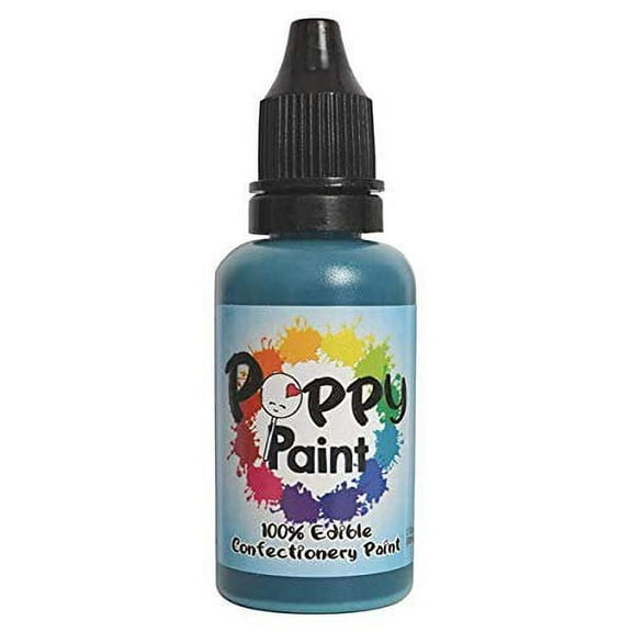 Teal Fast Drying Edible Poppy Paint for Cake Pops, Cookies, Chocolates - 30ml
