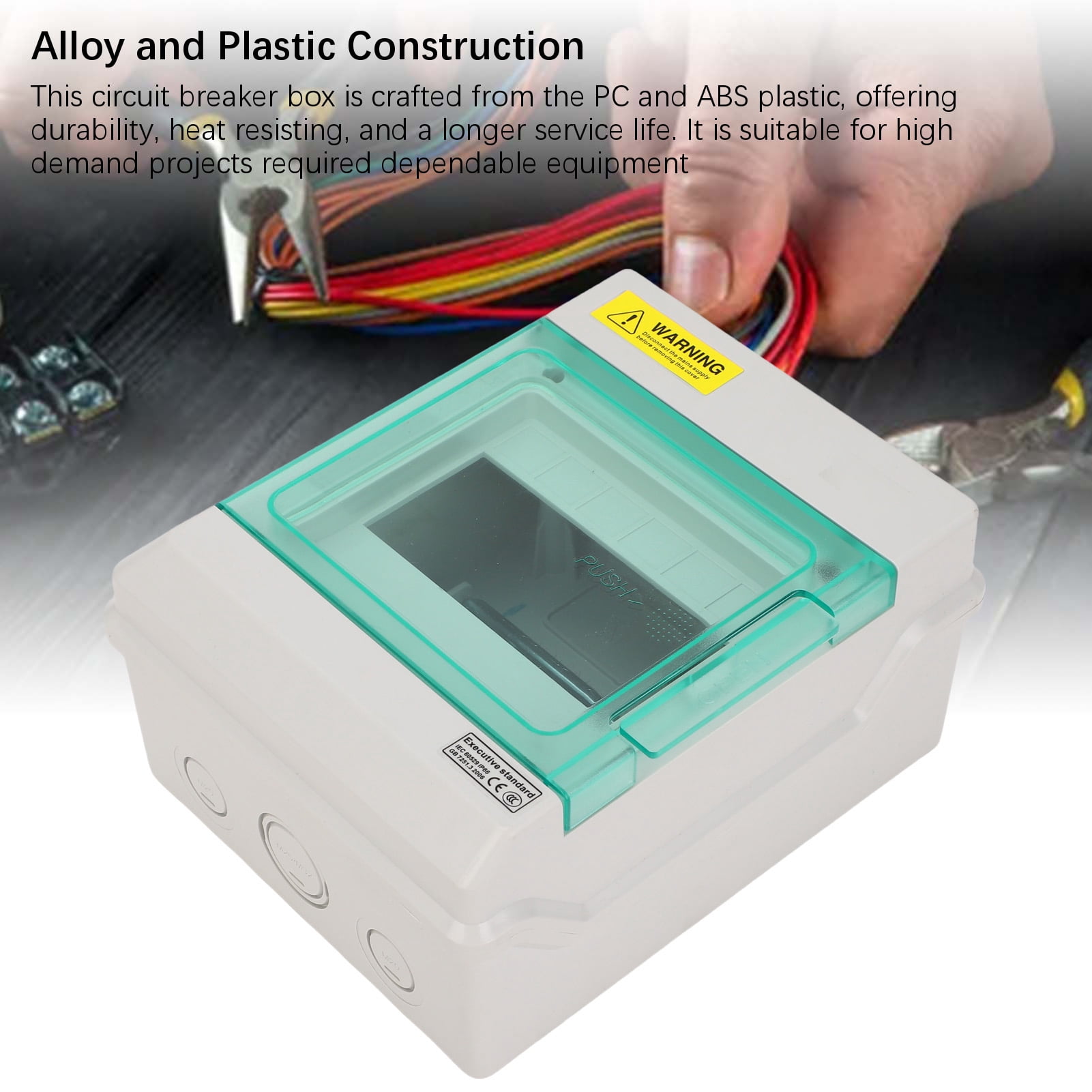 NFTIGB 6 Way Distribution Box IP66 Water Proof DIN Rail Outdoor Circuit Breaker Enclosure Power Junction (7.87 in / 200 mm)