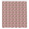 thumbnail image 3 of Rose Shower Curtain, Romanticism Theme Big Blossoms with Green Leaves on Retro Polka Dots, Fabric Bathroom Set with Hooks, 69W X 70L Inches, Rose Dried Rose Reseda Green, by Ambesonne, 3 of 3