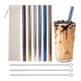 thumbnail image 1 of 6 pajitas de té de burbujas, pajitas de acero inoxidable para beber, pajitas de metal coloridas, 12 pajitas anchas para cuentas de Boba, con 3 cepillos y 1 bolsa de transporte, reutilizables Kuyhfg Bienvenido a Kuyhfg, 1 of 5