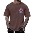 thumbnail image 2 of T-shirts for Men Print Coconut Tree Blouses Round Neck Casual Short Sleeve Round-Neck Top Brown L Mens Tops, 2 of 4