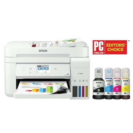 Epson EcoTank ET-4760 Wireless Color All-in-One Cartridge-Free Supertank Printer with Scanner, Copier, Fax, ADF and Ethernet