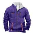 thumbnail image 4 of GuangCheng George Mens Sherpa Lined Fleece Jackets,Full Zip,Outerwear with Zippered Pockets and Faux Shearling Collar,Purple,M, 4 of 4