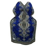 Mogul Women's Kaftan Dresses Blue Caftan Cover up Dashiki Beach Dress XXL