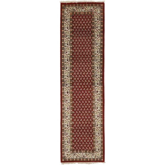 Red Floral 2'5X9 Indo Botemir Oriental Runner Rug