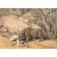 thumbnail image 2 of Samuel Howitt 18x14 Gold Ornate Wood Frame and Double Matted Museum Art Print Titled - A Bear Attacking a Fallen Indian, 2 of 4