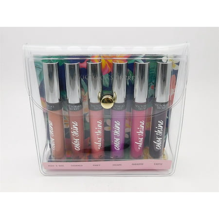 Victoria's Secret Color Shine Lip Gloss Set: Peek-A-Boo, Charmed, Pinky, Escape, Paradise, Exotic (each .11 Oz.)