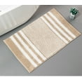 thumbnail image 3 of Striped Chenille Bathroom Rug, Extra Soft Absorbent Bath Mat, Anti-Slip Indoor Mat Machine Washable, Khaki, 16"x24", 3 of 9