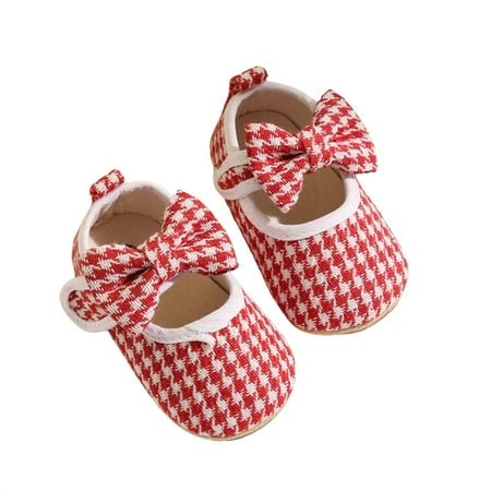 

Hirigin Baby Girl Dress Shoes Cute Houndstooth Print Mary Jane Flats Non-Slip