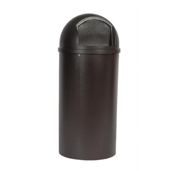 Rubbermaid Commercial Products RCP 8160-88 BRO 15 Gallon Dome Top Trash Receptacle with Hinged Door - Brown