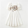 thumbnail image 4 of Glisme Big Girls Dress Embroidered Floral Puff Sleeve Square Collar Court-style Princess Girls Dresses, 4 of 4