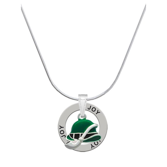 Delight Jewelry Silvertone Derby Hat with Pipe Joy Ring Charm Necklace, 18"