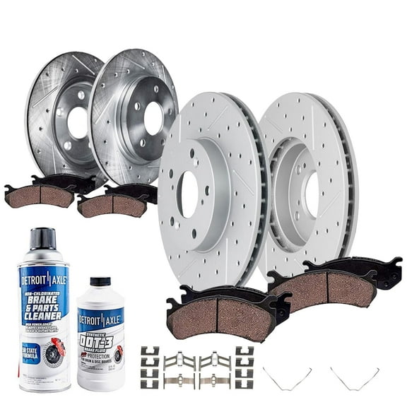 Detroit Axle - 10pc Brake Kit for Acura ILX 2016, Drilled and Slotted Disc Brake Rotors Replacement Ceramic Brakes Pads with Hardware Assembly : 12.28" inch Front and 11.10" inch Rear Rotor