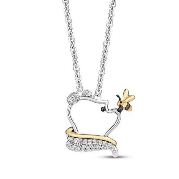 Winnie the Pooh Honey Bee Diamond Pendant Necklace 1/20 ct tw Sterling Silver
