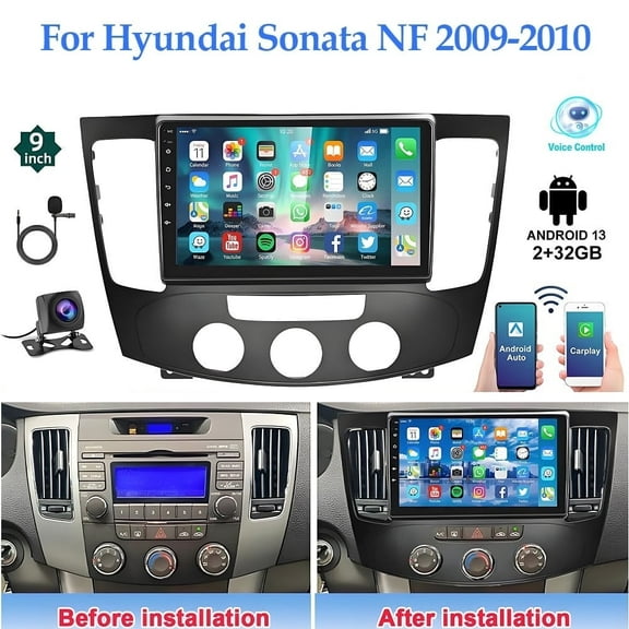 Android Car Stereo for Hyundai Sonata NF 2009-2010 with Bluetooth GPS Navigation, 9 Inch Touch Screen Car Radio with FM WiFi Mirror Link   Backup Camera