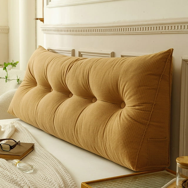 KER Large Triangular Headboard Pillow Twin XL For College Green Bed Rest Reading Pillows Backrest Positioning Support Bolster Cushion