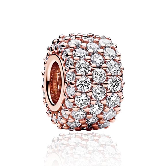 ROSIANNA 925 Sterling Silver Charm for Bracelets Triple-row Rose Gold-plated charm Women Bracelet Charm