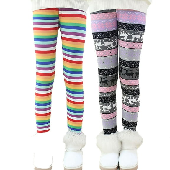 Xinhuaya 2 Pack Toddler Girls Leggings Footless Thick Winter Tights Stretchy Trousers Baby Legging Pants 3-11 Years