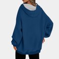 thumbnail image 4 of QUYUON Hoodies for Women Oversized Hooded Sweatshirts Winter Casual Long Sleeve Pullover Shirts Drawstring Comfy Loose Lightweight Fleece Fall Sweatshirts with Pockets Winter Clothes Dark Blue XL, 4 of 6