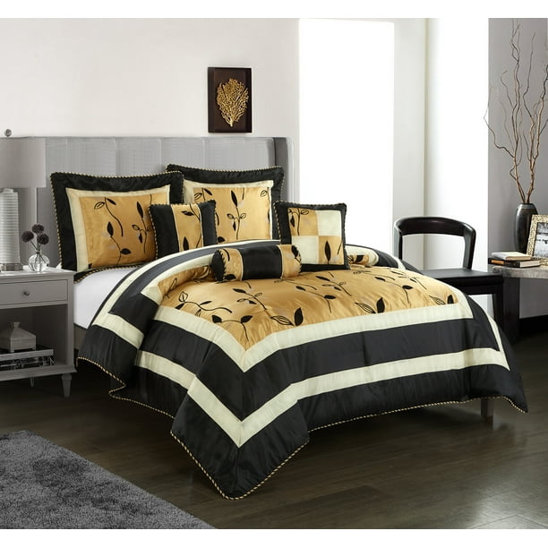 Nanshing Pastora Luxury 6 Piece Bedding, Gold Bedding King