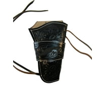 Leather Holster Long Barrel Revolver Pistol Fit Floral Tooled Black - Right Hand