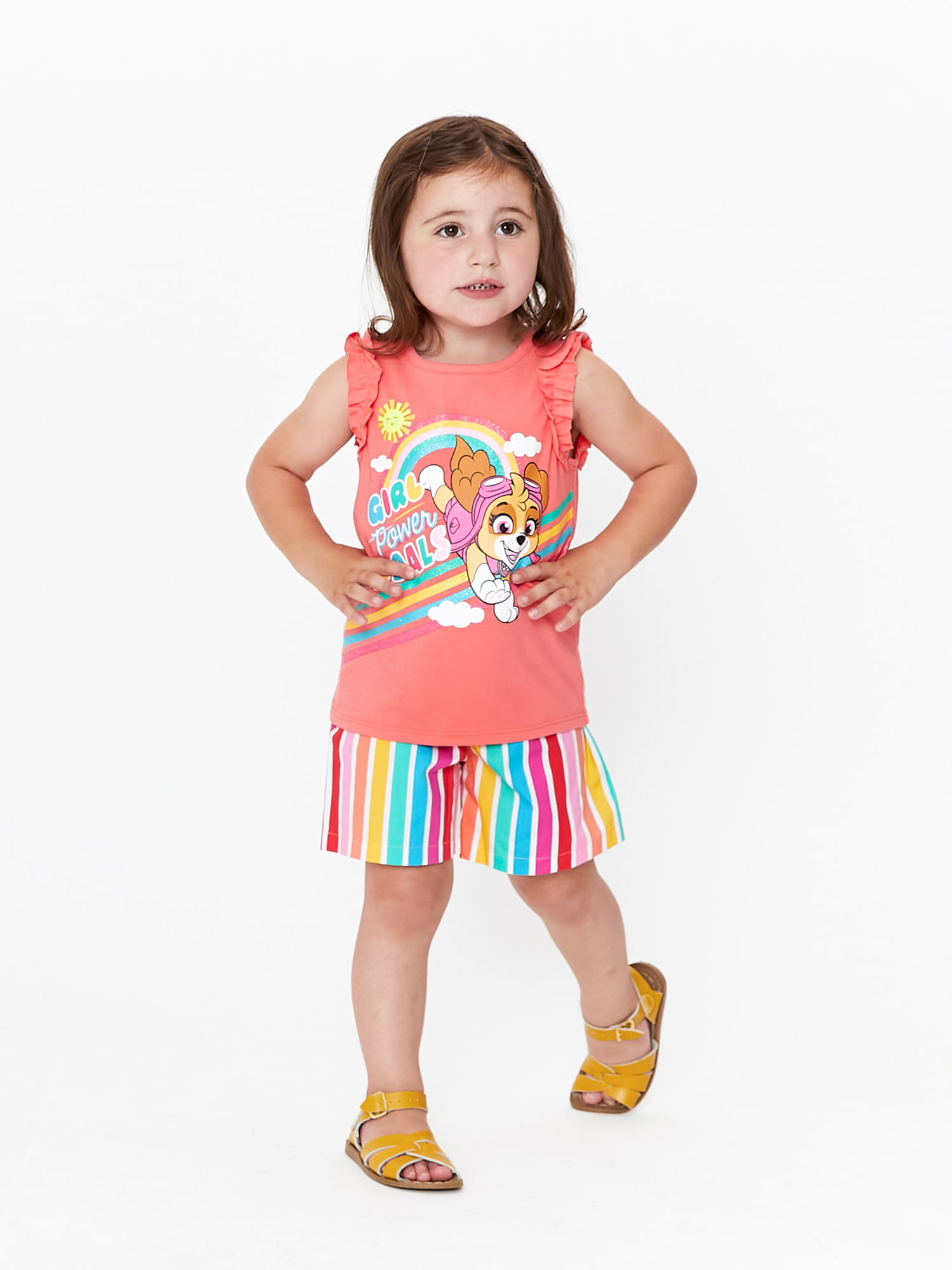 PAW Patrol 2-piece Toddler Girl Flounce Allover Tank Top and Solid Pants Set