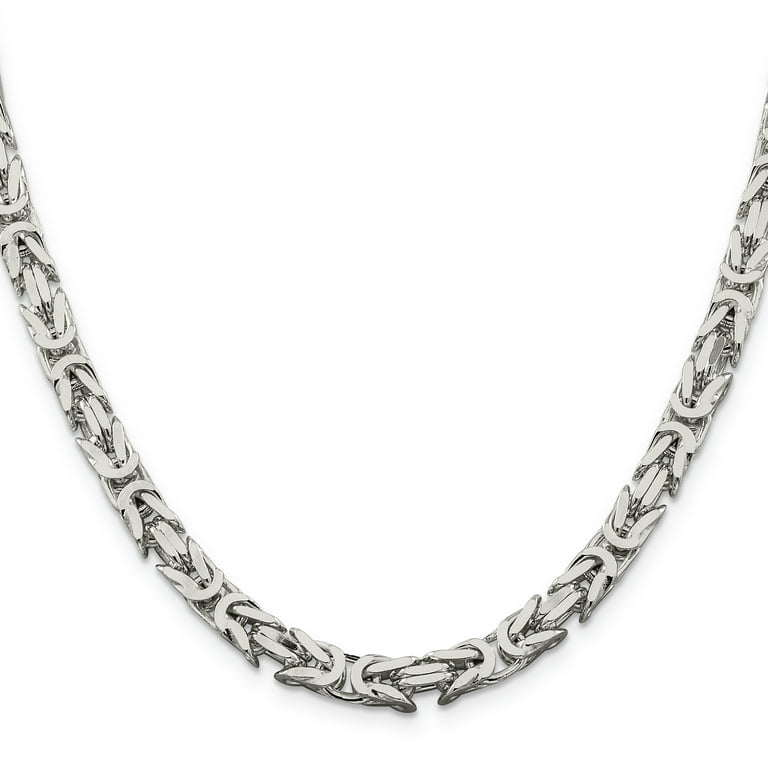 925 Sterling Silver 6mm Link Byzantine Chain Necklace 24 Inch Pendant Charm  Fine Jewelry For Women Gifts For Her