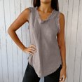 thumbnail image 6 of HADST Women's Sleeveless V-Neckline Tank Top Frayed Edge Soft Textured Shirts Loose Fit Tunic for Summer Everyday Wear, 6 of 7