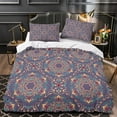 thumbnail image 3 of LAICAIW Boho 3-Piece Quilt Cover Set, Lightweight Mandala Pattern Reversible Microfiber, Purple, Twin 68x86 inch, 3 of 7