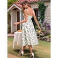 thumbnail image 2 of Midi Corset Dress Flowy Slit Lace Up Dresses for Women Tea Party A Line Casual Sundress Light Green M, 2 of 5