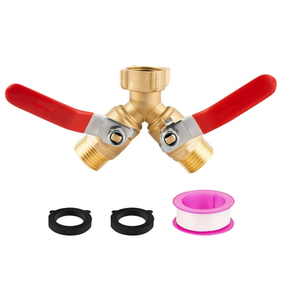 Garden Hose Splitter 2 Way, Heavy Duty Brass Connector Tap Splitter, Y Connector Brass Garden Hose Adapter With 2 s